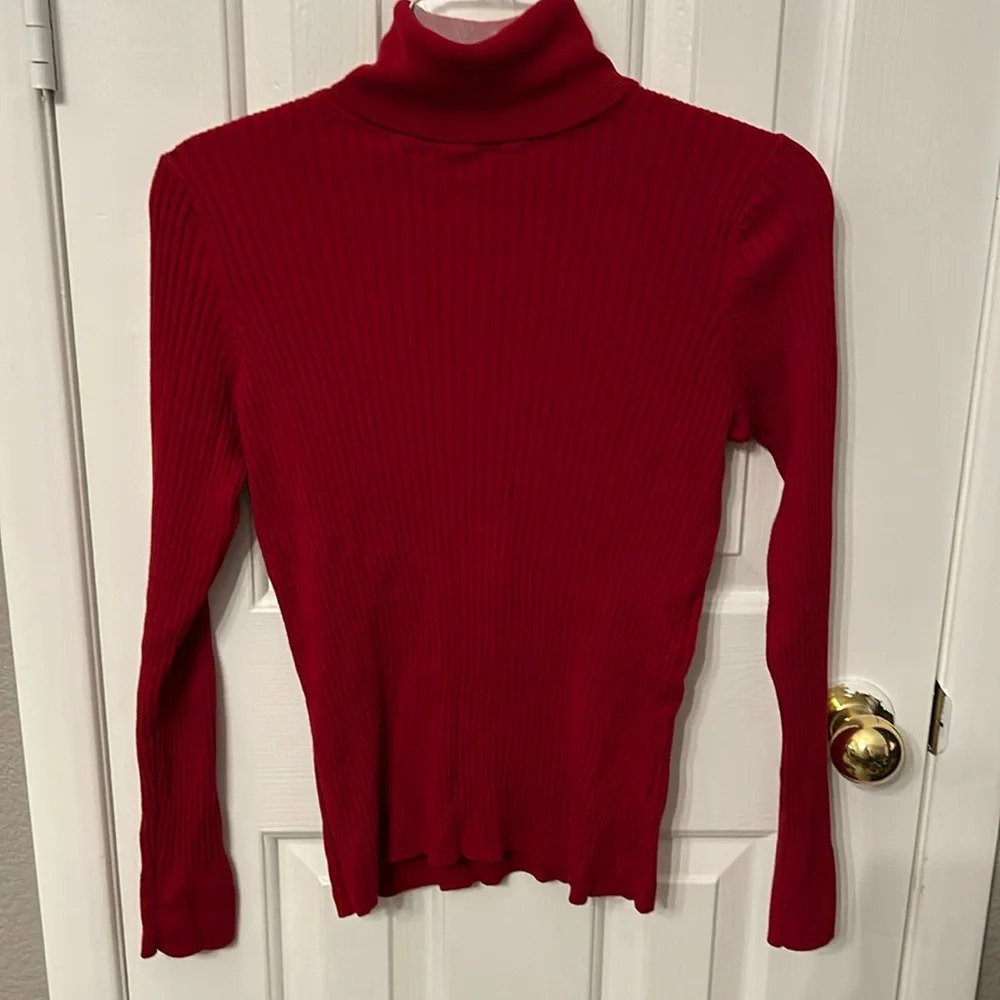 Talbots Women’s (M) Red Ribbed Long Sleeve Pullover Turtleneck Sweater